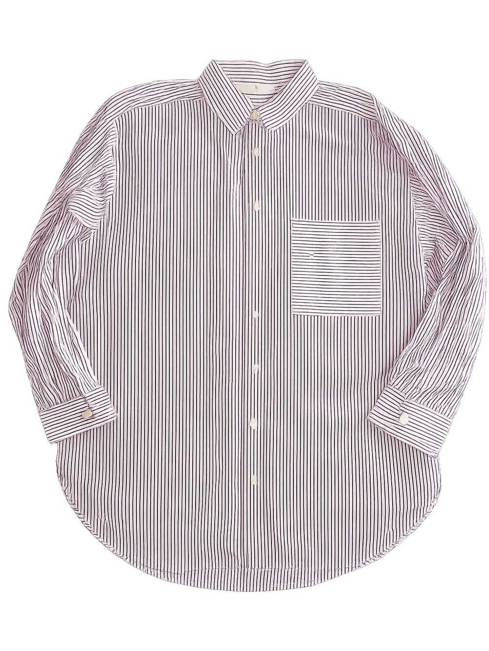 LOFT Burgundy and White Striped Womens Button-Down Shirt